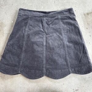 Altard State Corduroy Mini‎ Skirt Gray Scalloped Hem Casual Flared small